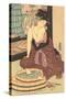 Japanese Woodblock, Lady at Bath-null-Stretched Canvas