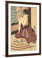 Japanese Woodblock, Lady at Bath-null-Framed Art Print