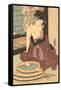 Japanese Woodblock, Lady at Bath-null-Framed Stretched Canvas