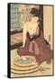 Japanese Woodblock, Lady at Bath-null-Framed Stretched Canvas