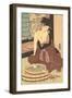 Japanese Woodblock, Lady at Bath-null-Framed Art Print