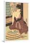 Japanese Woodblock, Lady at Bath-null-Framed Art Print