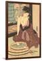 Japanese Woodblock, Lady at Bath-null-Framed Art Print