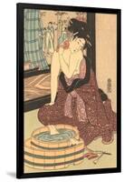 Japanese Woodblock, Lady at Bath-null-Framed Art Print