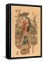 Japanese Woodblock, Lady Flower Seller-null-Framed Stretched Canvas