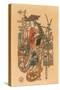 Japanese Woodblock, Lady Flower Seller-null-Stretched Canvas