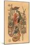 Japanese Woodblock, Lady Flower Seller-null-Mounted Art Print