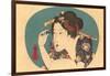 Japanese Woodblock, Lady Plucking Eyebrows-null-Framed Art Print