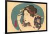 Japanese Woodblock, Lady Plucking Eyebrows-null-Framed Art Print