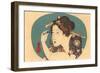 Japanese Woodblock, Lady Plucking Eyebrows-null-Framed Art Print