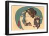 Japanese Woodblock, Lady Plucking Eyebrows-null-Framed Art Print