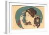 Japanese Woodblock, Lady Plucking Eyebrows-null-Framed Art Print