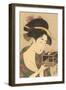 Japanese Woodblock, Lady with Box-null-Framed Art Print