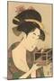 Japanese Woodblock, Lady with Box-null-Mounted Art Print