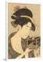 Japanese Woodblock, Lady with Box-null-Framed Art Print