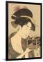 Japanese Woodblock, Lady with Box-null-Framed Art Print