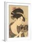 Japanese Woodblock, Lady with Box-null-Framed Art Print