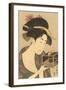 Japanese Woodblock, Lady with Box-null-Framed Art Print