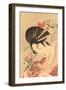 Japanese Woodblock, Lady with Curly Straws-null-Framed Art Print