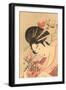 Japanese Woodblock, Lady with Curly Straws-null-Framed Art Print