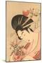 Japanese Woodblock, Lady with Curly Straws-null-Mounted Art Print