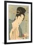 Japanese Woodblock, Lady with Scroll-null-Framed Art Print