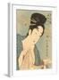 Japanese Woodblock, Lady with Scroll-null-Framed Art Print