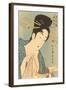 Japanese Woodblock, Lady with Scroll-null-Framed Art Print