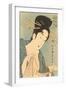 Japanese Woodblock, Lady with Scroll-null-Framed Art Print