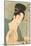Japanese Woodblock, Lady with Scroll-null-Mounted Art Print