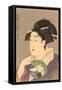 Japanese Woodblock, Lady with Small Fan-null-Framed Stretched Canvas