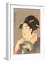 Japanese Woodblock, Lady with Small Fan-null-Framed Art Print
