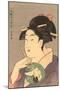 Japanese Woodblock, Lady with Small Fan-null-Mounted Art Print