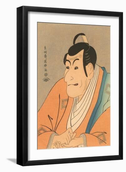 Japanese Woodblock, Man's Portrait-null-Framed Art Print