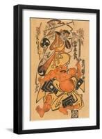 Japanese Woodblock, Man with Demon-null-Framed Art Print