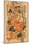 Japanese Woodblock, Man with Demon-null-Mounted Art Print