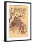 Japanese Woodblock, Man with Flute-Playing Geisha-null-Framed Art Print