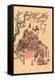 Japanese Woodblock, Man with Flute-Playing Geisha-null-Framed Stretched Canvas