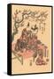 Japanese Woodblock, Man with Flute-Playing Geisha-null-Framed Stretched Canvas