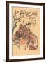 Japanese Woodblock, Man with Flute-Playing Geisha-null-Framed Art Print