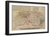 Japanese Woodblock map Based on Matteo Ricci's World map which was published in China in 1602.-null-Framed Art Print