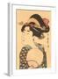 Japanese Woodblock - Portrait of Woman with Fan-null-Framed Art Print