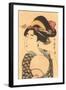 Japanese Woodblock - Portrait of Woman with Fan-null-Framed Art Print