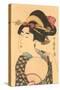 Japanese Woodblock - Portrait of Woman with Fan-null-Stretched Canvas