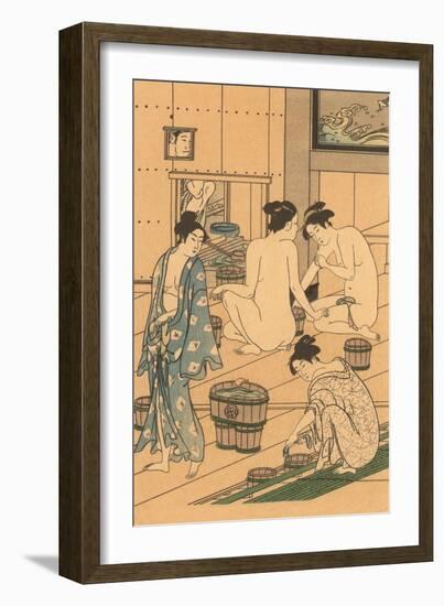 Japanese Woodblock, Public Baths-null-Framed Art Print