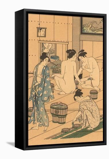 Japanese Woodblock, Public Baths-null-Framed Stretched Canvas