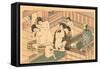 Japanese Woodblock, Public Baths-null-Framed Stretched Canvas