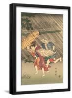 Japanese Woodblock, Rain Storm-null-Framed Art Print