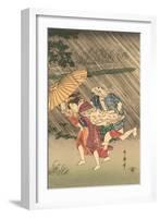 Japanese Woodblock, Rain Storm-null-Framed Art Print