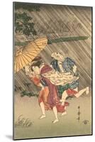 Japanese Woodblock, Rain Storm-null-Mounted Art Print